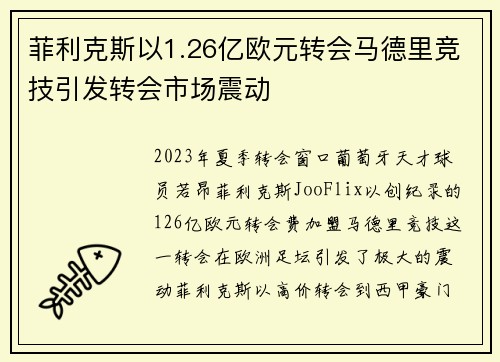 菲利克斯以1.26亿欧元转会马德里竞技引发转会市场震动